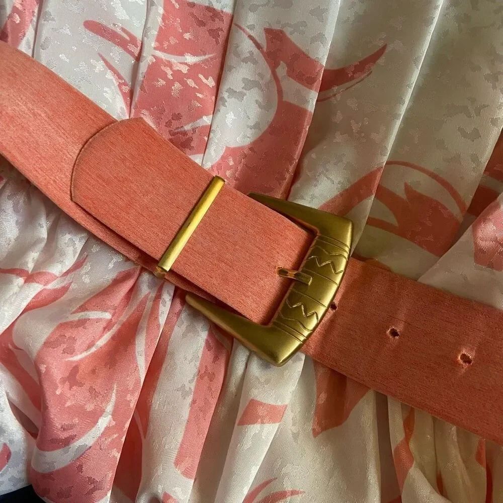 Vintage 80s Pink Secretary Dress w/ Belt | Golden Girls Costume, NWT Deadstock - Picture 9 of 12